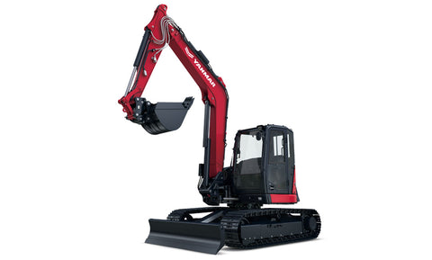 Yanmar Mini Excavator SV100-7 with Cab, Rubber Tracks, Strt. Blade, AUX1-AUX2, Hyd. Coupler