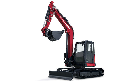 Yanmar Mini Excavator ViO80-7 with Cab, Rubber Tracks, Strt. Blade, AUX1-AUX2, Hyd. Coupler