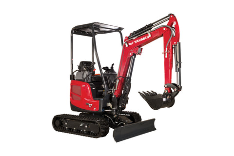 Yanmar Mini Excavator ViO17-1E with Canopy, Straight Blade, AUX1, Expandable UC