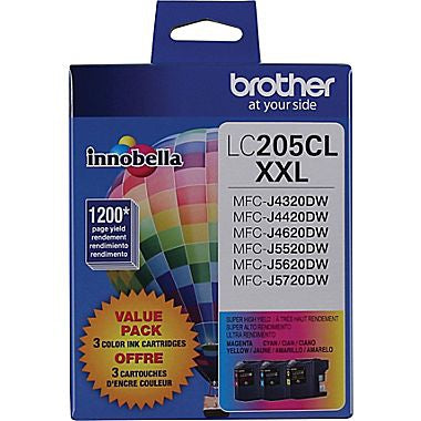 Brother Super High Yield C/M/Y Ink Cartridge 3-Pack (Includes OEM# LC205C LC205M LC205Y) (3 x 1200 Yield)