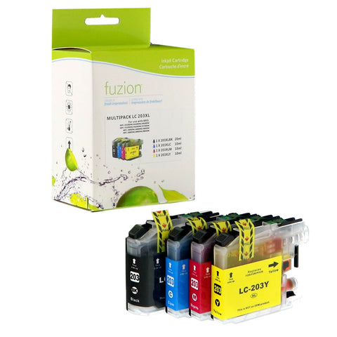 Fuzion Brother LC203XL Compatible Inkjet Set - XL C/K/M/Y